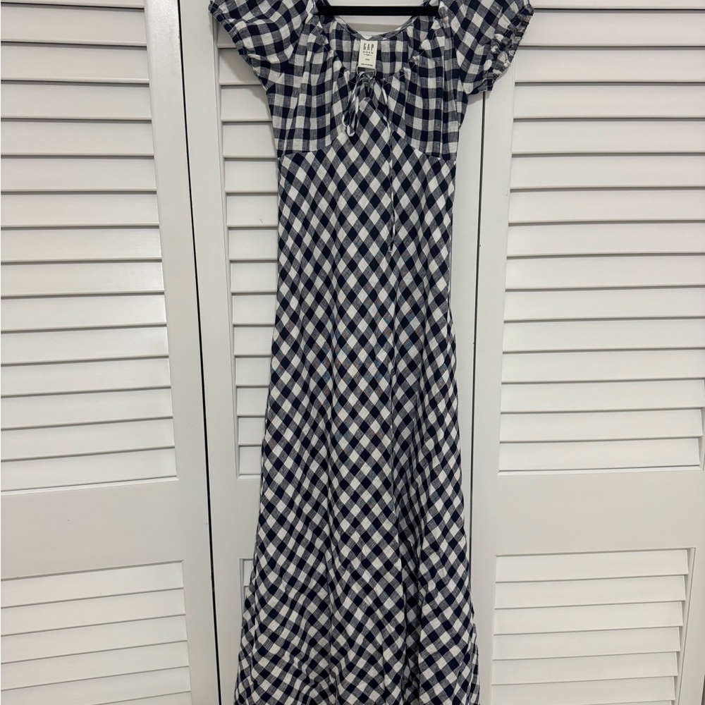 Gap × DÔEN 100% Linen Gingham Midi Dress